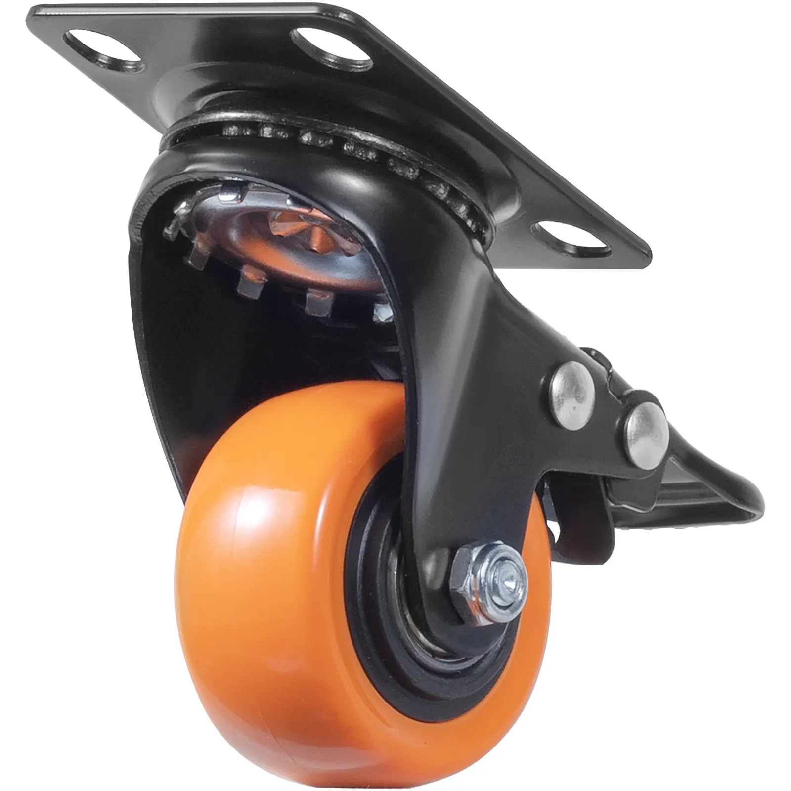 Caster Wheels, 2-inch Swivel Plate Casters, Set Of 4, With Security Dual Locking No Noise PVC Wheels, Heavy Duty 150 Lbs Load