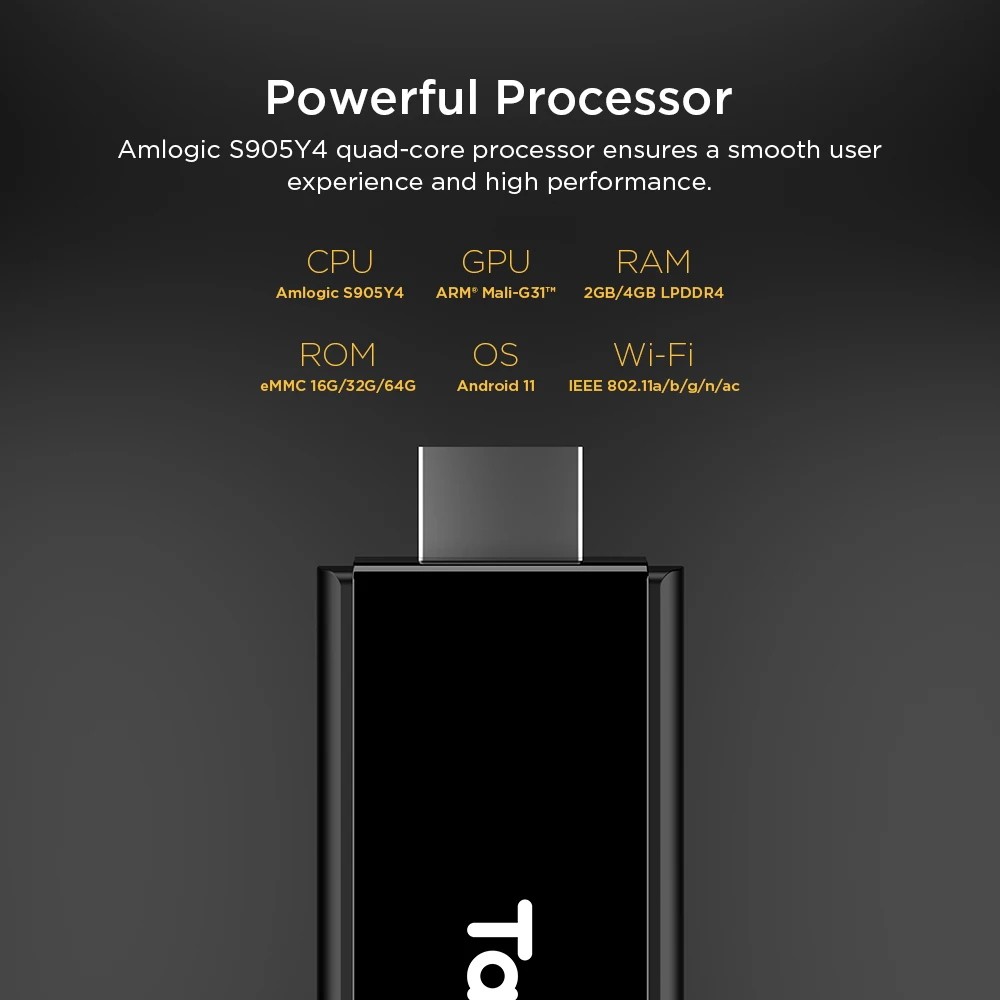 TANIX TX9 スマート TV ボックス Android 11 テレビスティック AV1 Amlogic S905Y4 2GB 16GB DDR4 2.4G&5G デュアル WIFI BT5.0 4K ミニ TV ドングル