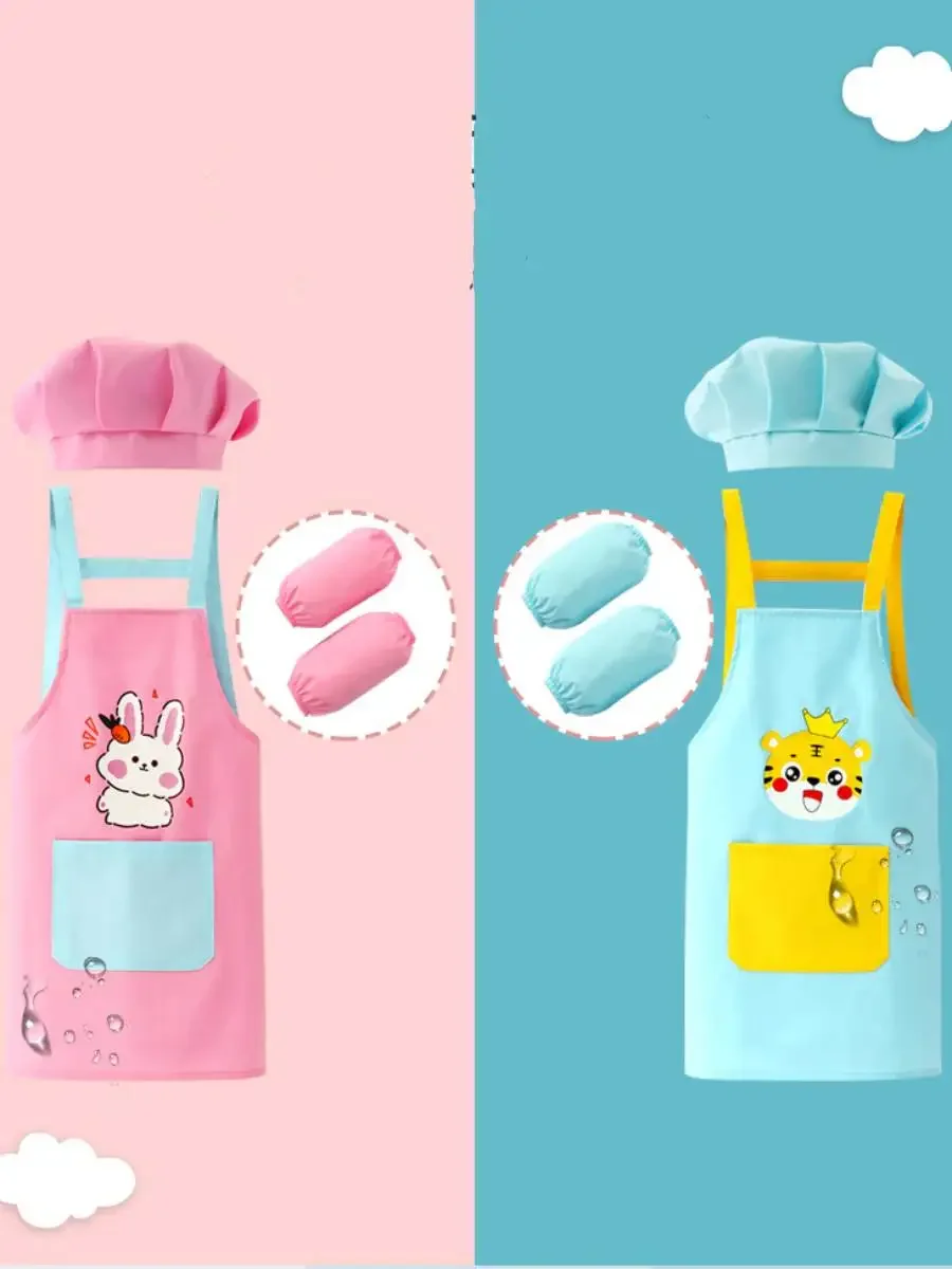 Dessin animé enfants bavoir tablier enfant garçons filles tabliers pour cuisine cuisine imperméable peinture Smock arte para hornear pintura babero