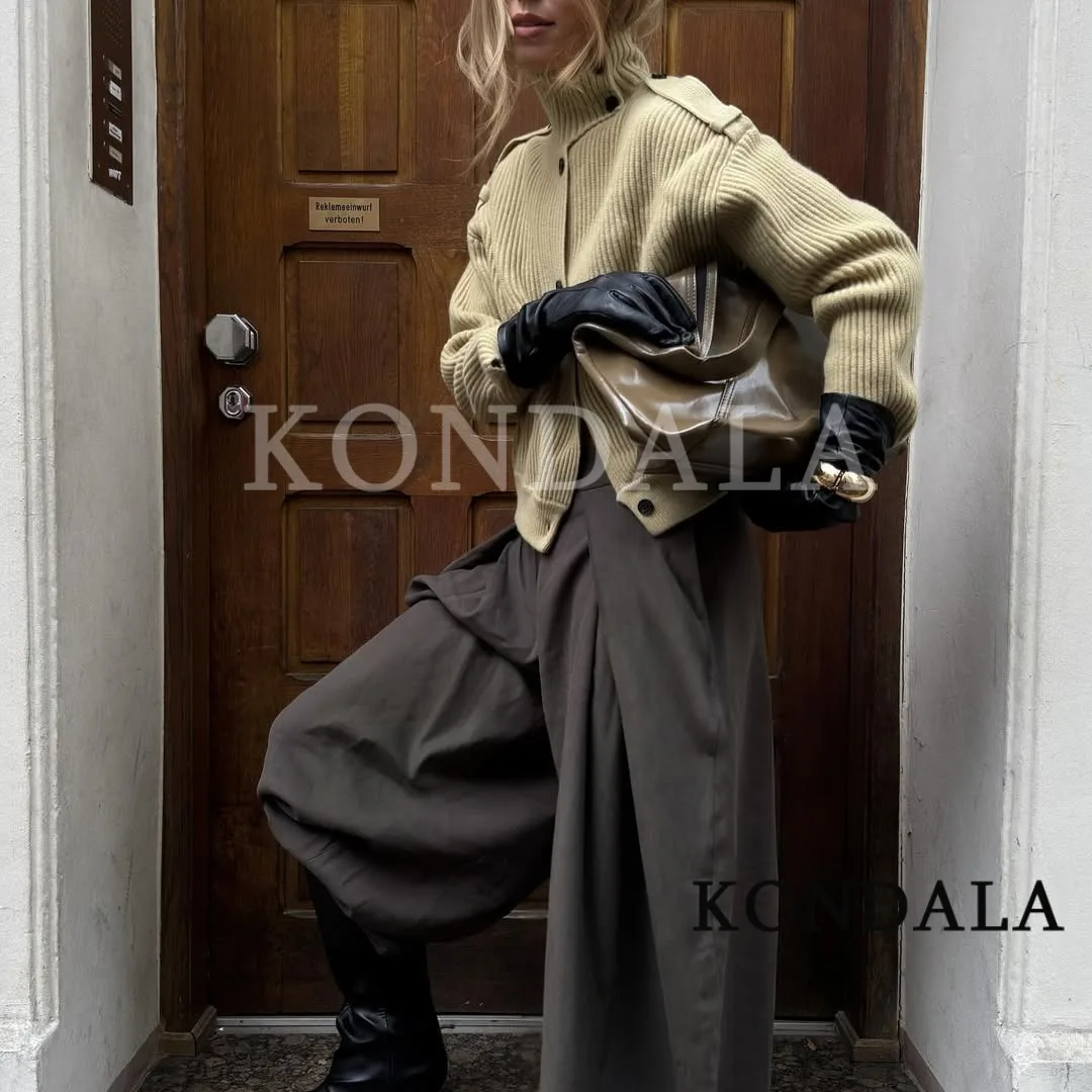 

KONDALA женский рождественский новогодний кардиган, водолазка, вязаный свитер, свитер на пуговицах, топы, весна-осень 2021, модные вечерние топы для свиданий