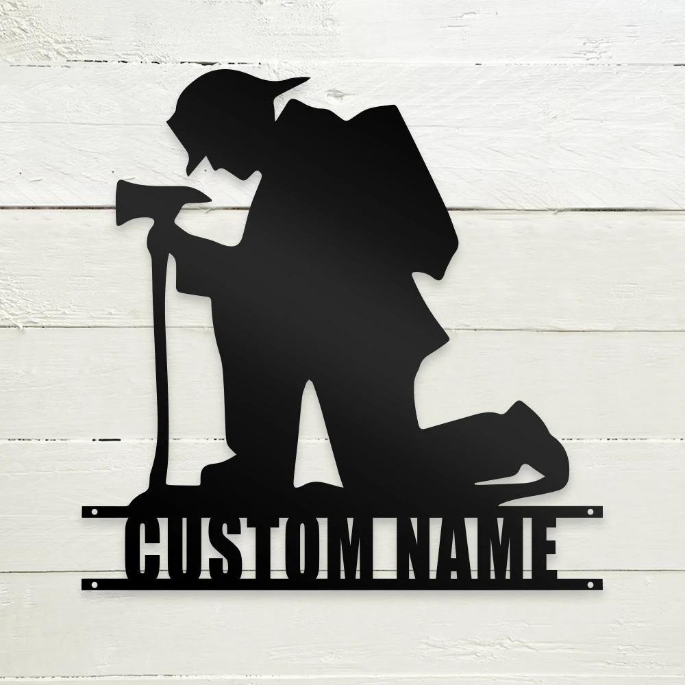 

1pc fireman creative Customized Name Metal Wall Signs Iron Plate Signs For Wall Decor