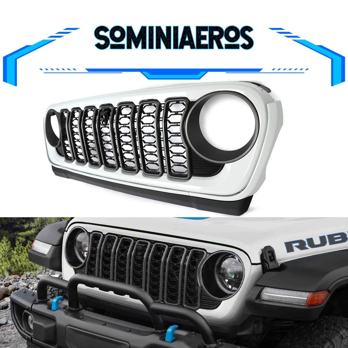 

Front Bumper Upper Grille for Jeep Wrangler JL & Gladiator JT 2018 2019 2020 2022-2024 Radiator Honeycomb Grill Mesh White