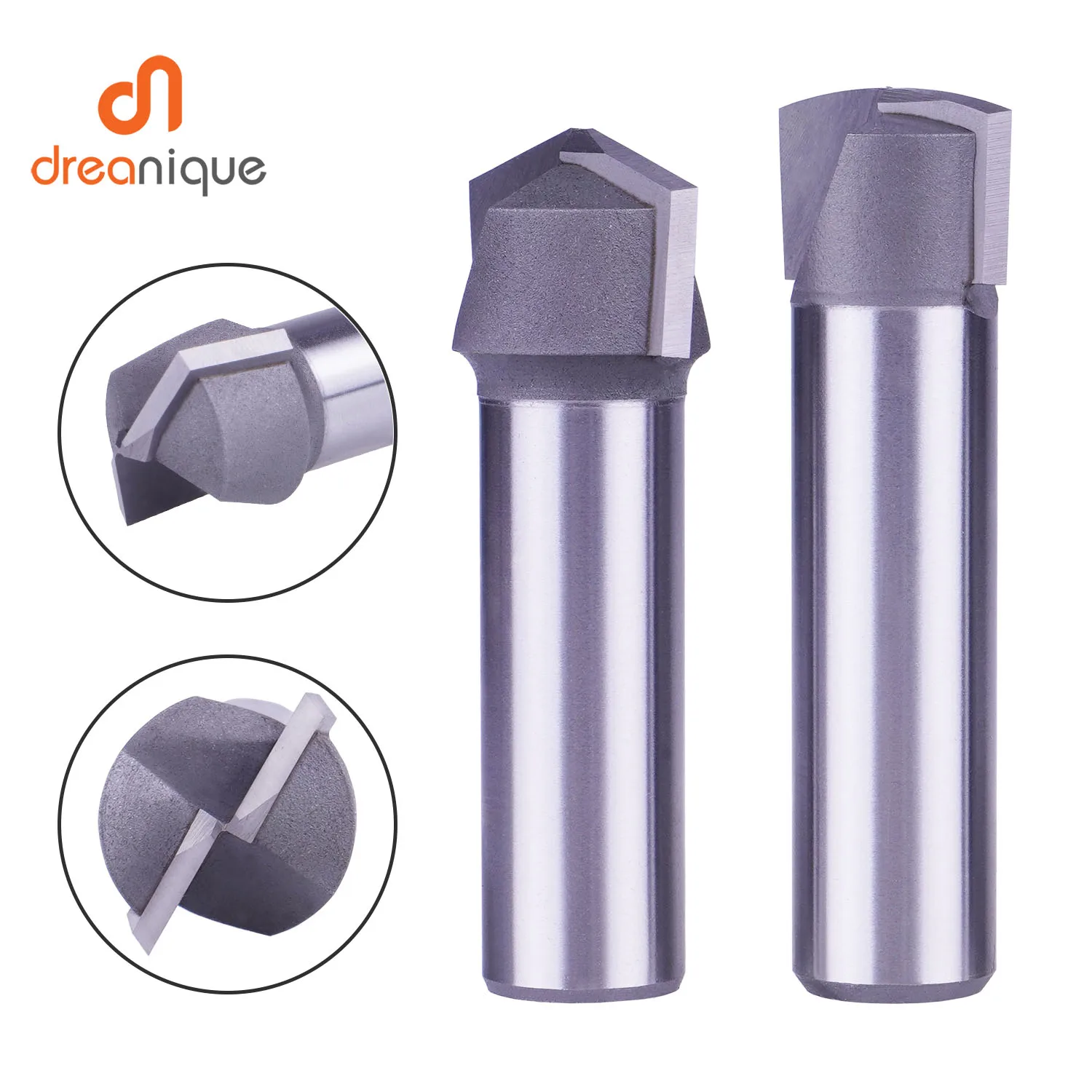 Dreanique 1pc 12.7mm Shank V-GROOVE bit for Aluminum Composite Material(ACM)Panels 90 Degree CNC Rectangular GROOVE Router V Bit