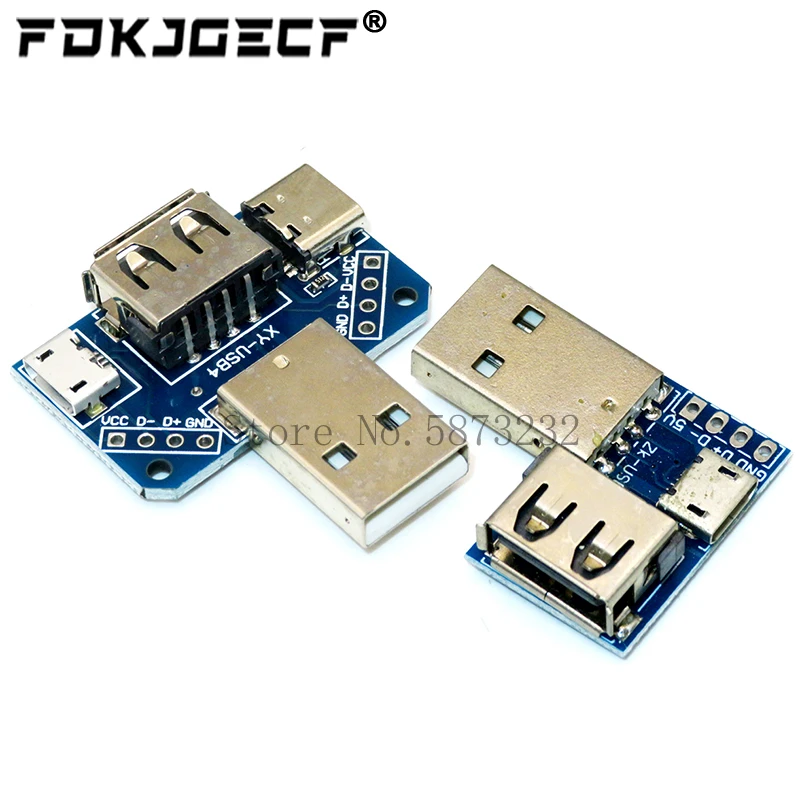 USB Male Connector / MINI MICRO USB to DIP Adapter female connector 2.54 Connector B Type-C USB2.0 3.0 Female PCB Converter