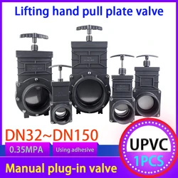 PVC Plástico Mão Pull Plate Valve, UPVC Gate Valve Switch, Válvula de sucção e drenagem, Válvula Plug Manual