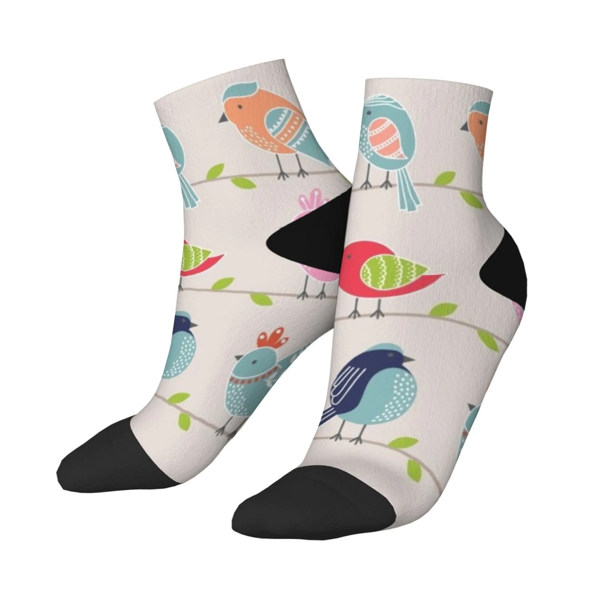Kurze Socken im Cartoon-Stil mit niedlichem Vogel, Polyester-Mischung, bequeme Freizeitsocken für Damen und Herren, Unisex, weich, atmungsaktiv, leicht
