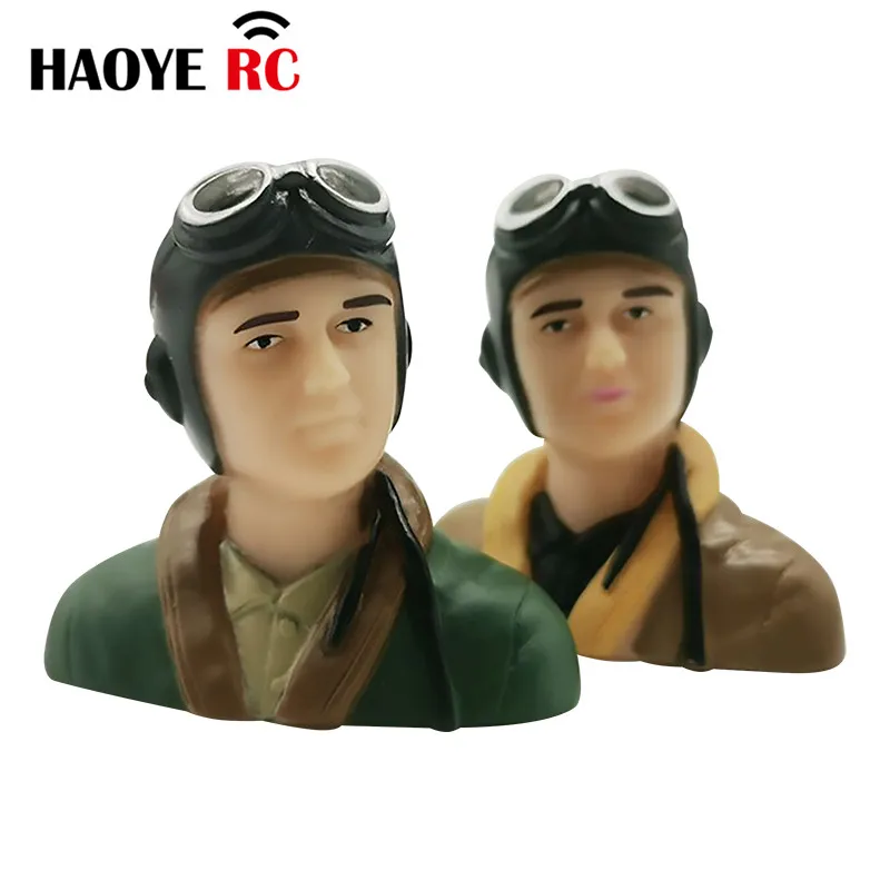 Haoye 1 Pc 1/6 1/9 Scale WWII Pilots Figures With Hat Toy Model For RC Plane Accessories Hobby Color Brown Army Green