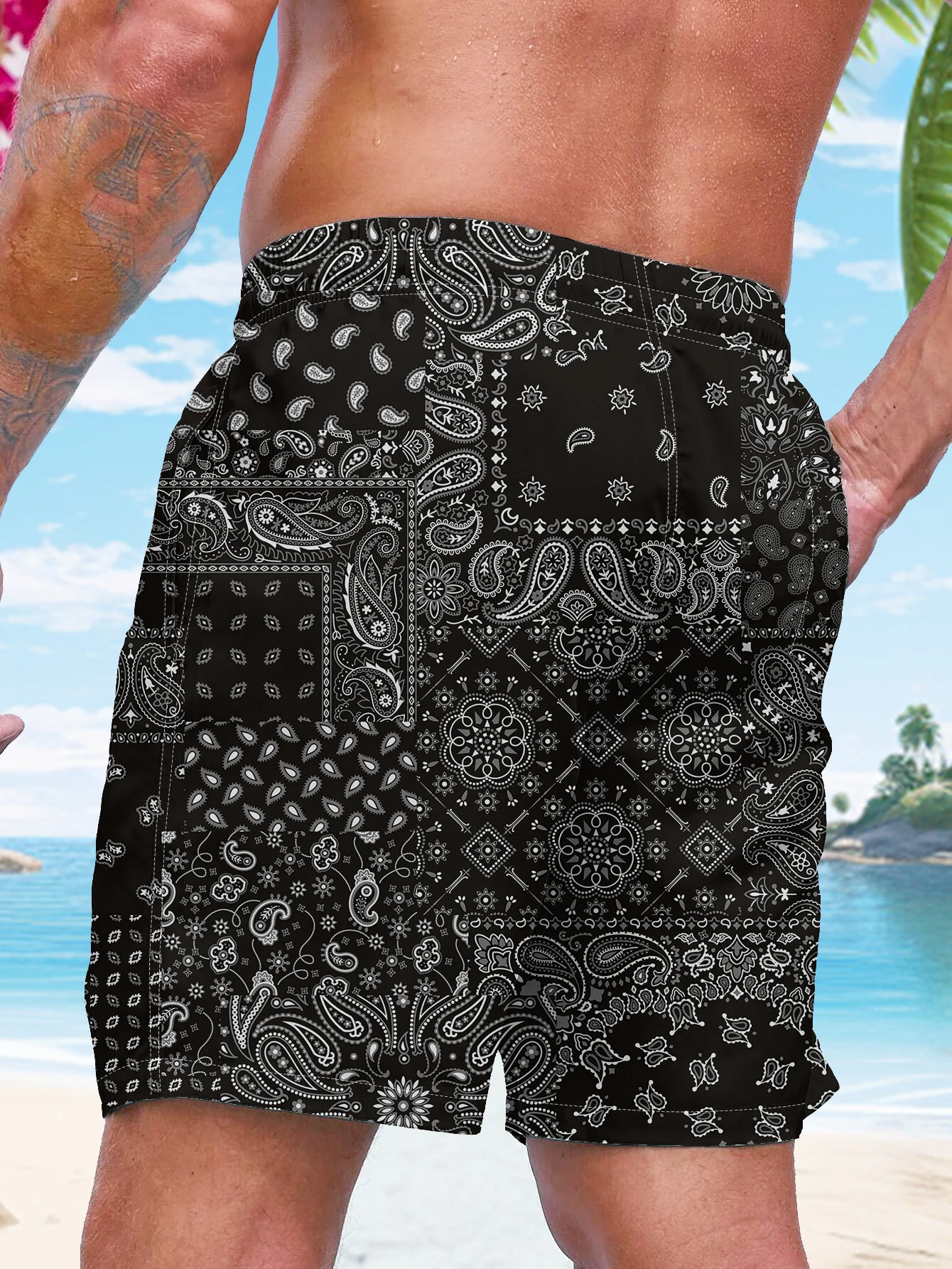 3D-Printing Mens Swim Trunks, Quick Dry Mens Swimwear, Swimsuit For Mens with Pockets, Suit For  Swim, Board, Surf, Paddle, Fish