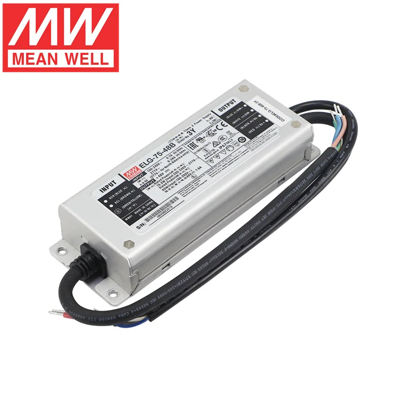 MEAN WELL ELG-75 IP67 Waterproof 75W LED Driver 2AC to DC 12v 24v 36v 42v 48v Led Power Supply