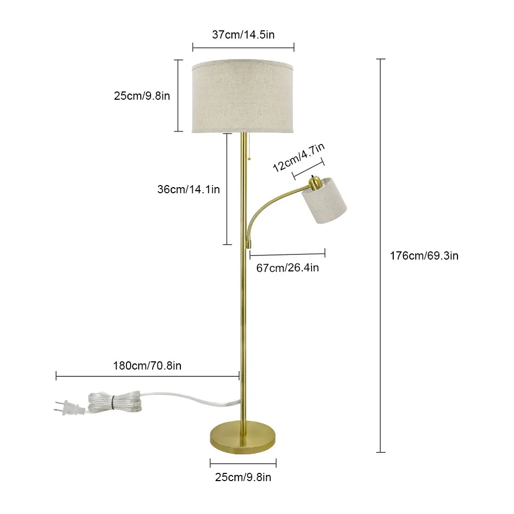 Imagem -06 - Depeley Moderna Lâmpada de Assoalho Led Ajustável Meados do Século Luminária Tambor Sombra E26 para Quarto Estudo Quarto Lâmpadas Incluídas