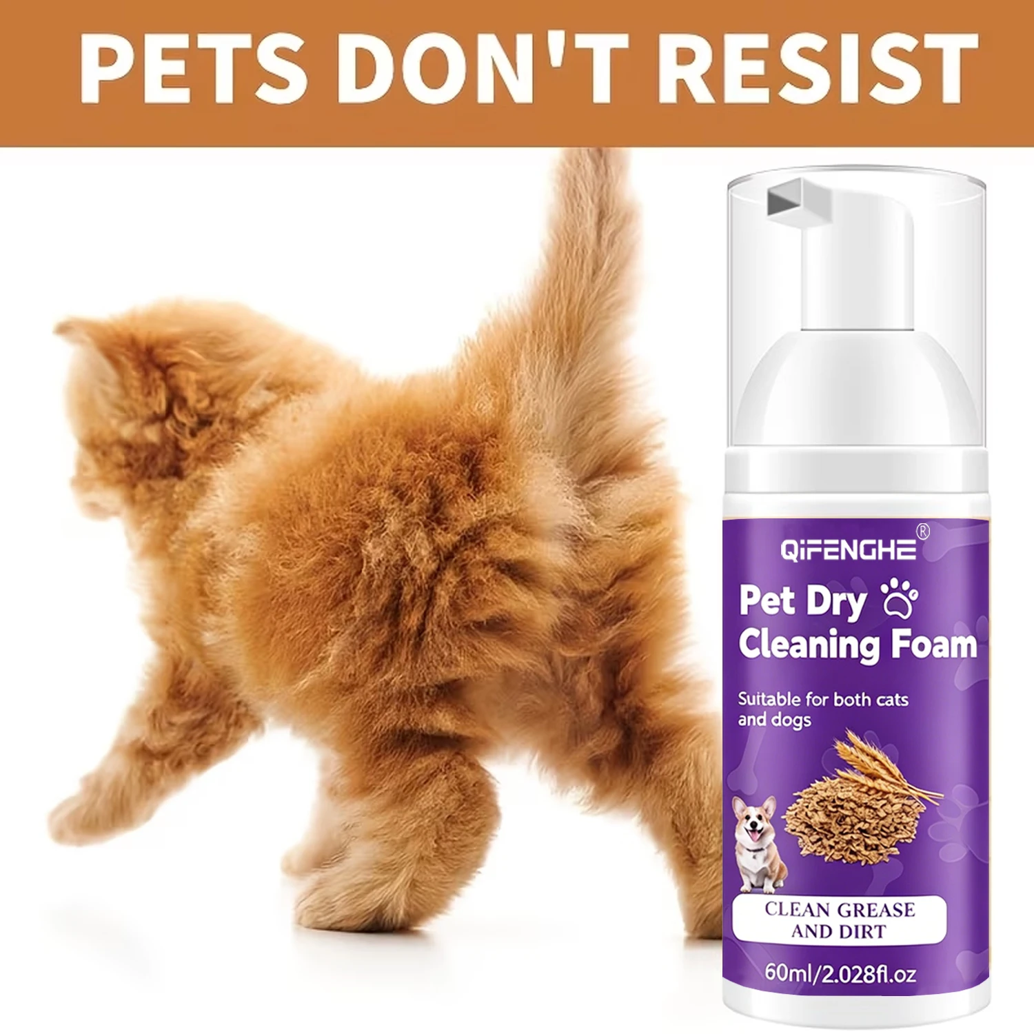 Trockenshampoo für Hunde & Katzen - Wasserloser Schaum Ohne Ausspülen, Desodorierend & Reinigend für Welpen und Kätzchen – Detail 4