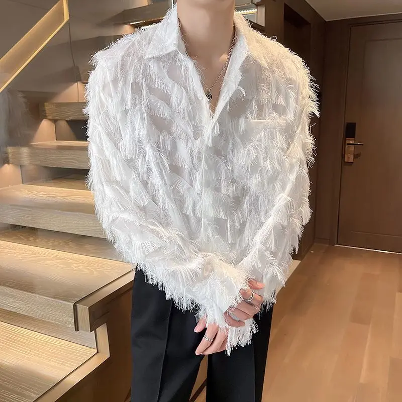 2026 Men's Solid Color Long Sleeve Shirt Spring Autumn Fashion Design Casual Premium Trendy Tops