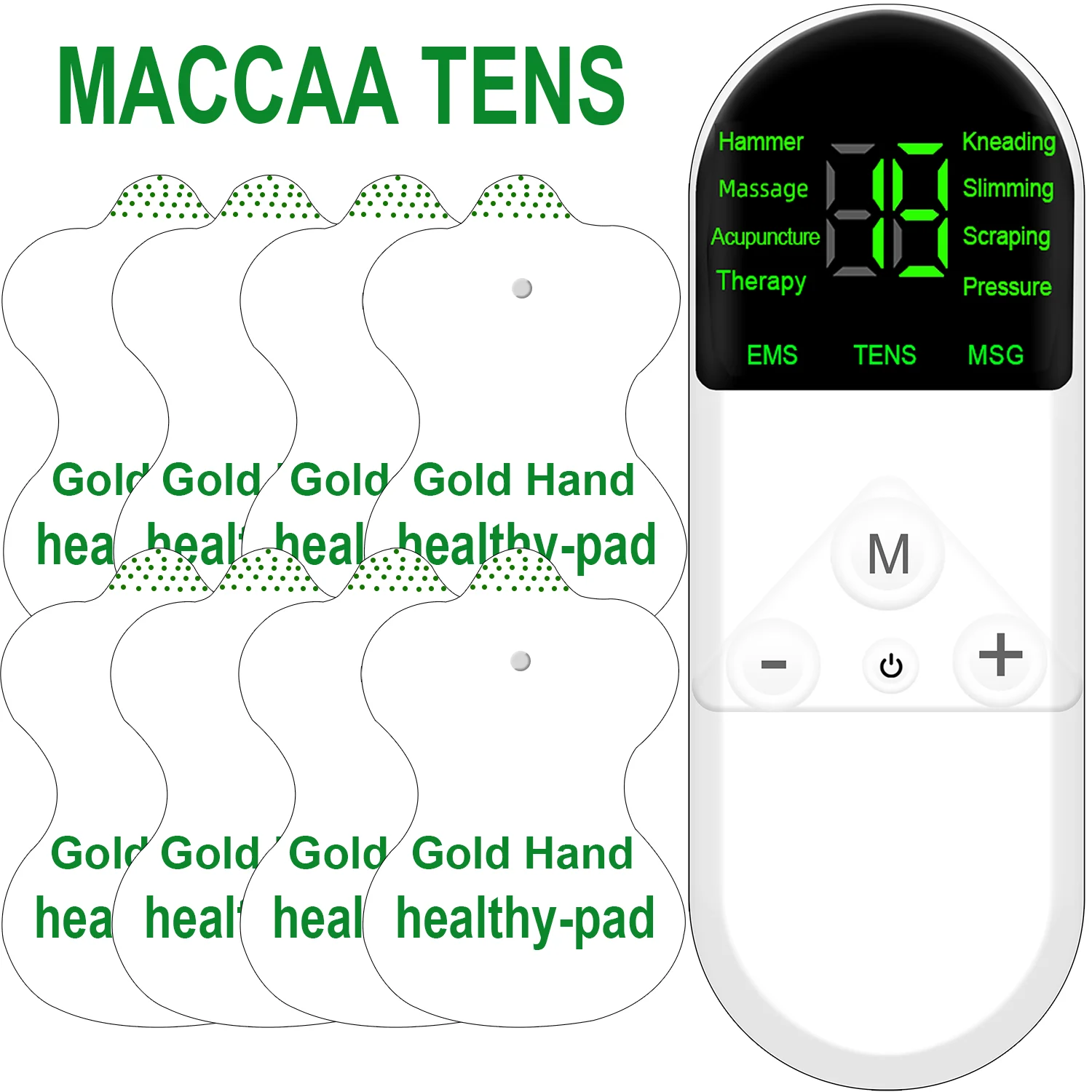 3-in-1 TENS-Gerät Muskelstimulator EMS-Massagegerät 24 Modi 57 Intensitätsstufen 8 Pads für Rücken Schulter Ischias Schmerzlinderung