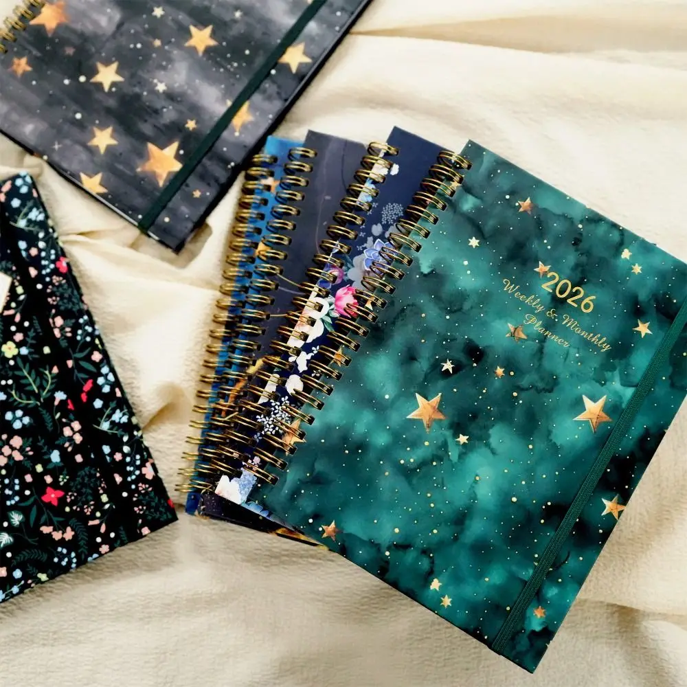 English 2026 Schedule Planner Notepad 12 Months Wear-resistant A5 Agenda Planning Notebook Bookmark Efficiency