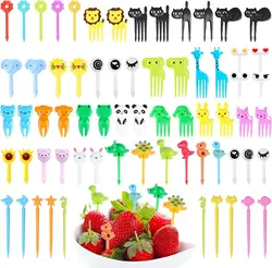 84PCS Food Picks for Kids Children Fun Cute Animal Fruit Forks Toothpicks Reusable Toddler Lunch Bento Box Accessories BPA Free