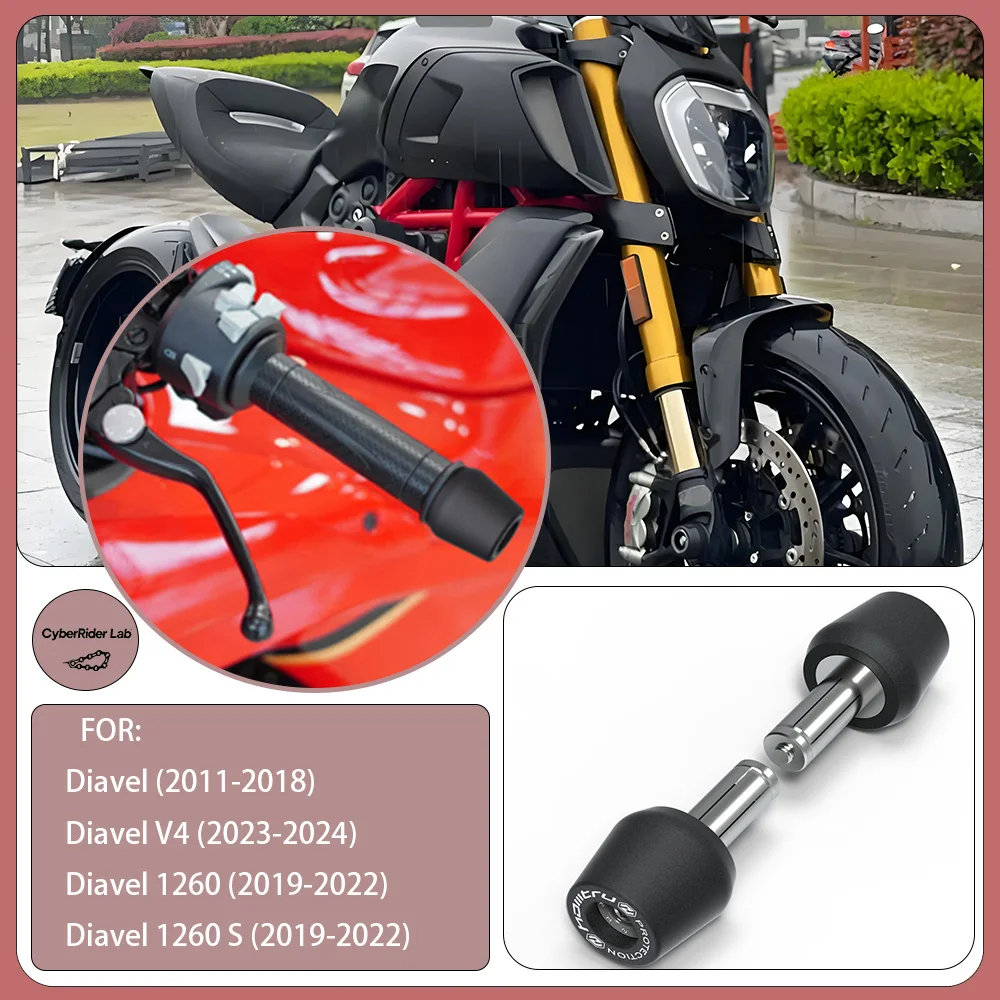 

For Ducati Diavel 1200/1260/1260S/V4 2011-2024 Bar End Grips Caps - No Tools Install Back to School Rider Gift​