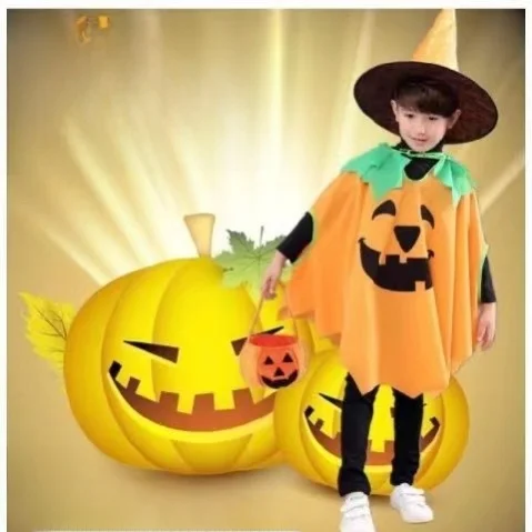 Halloween Pompoenkostuum Heksengewaad Kinderprestatie Outfit Kinderkamer Maskerade Par Bloemen Geheugen Zacht materiaal