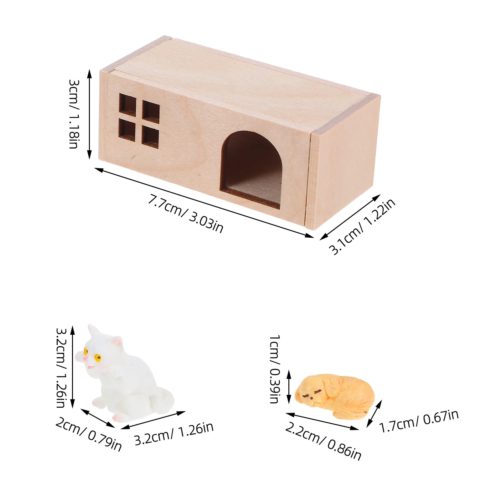 1Set Pet House Decorations Realistic Miniature Dog Cat Figures Resin Wooden 1 12 Scale Dollhouse Accessories Playset for Pretend view 6