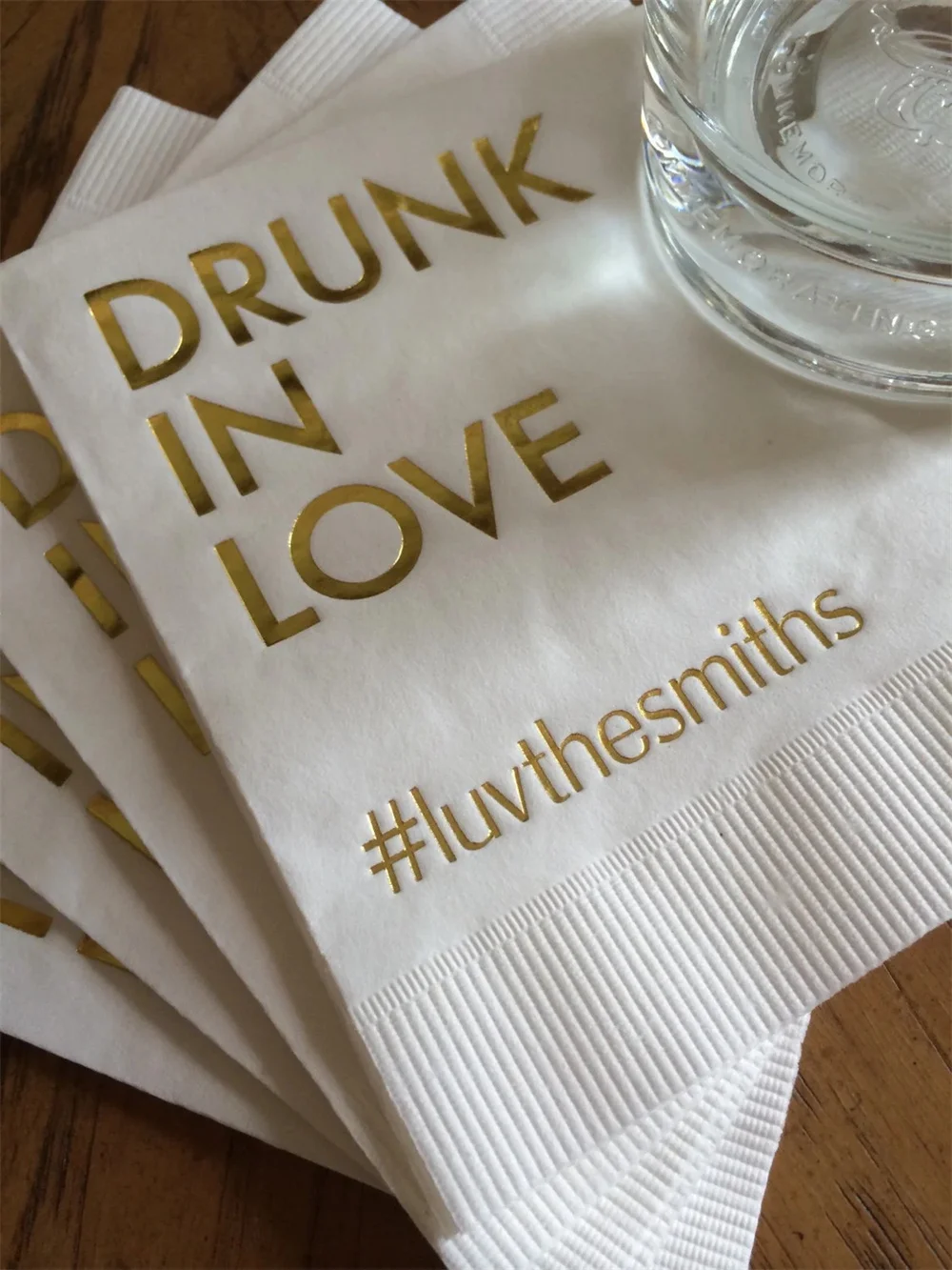 50PCS Personalized Napkins Personalized Napkins Bridal Shower Wedding Napkins Custom Monogram Drunk In Love Hash Tag Hashtag Dru