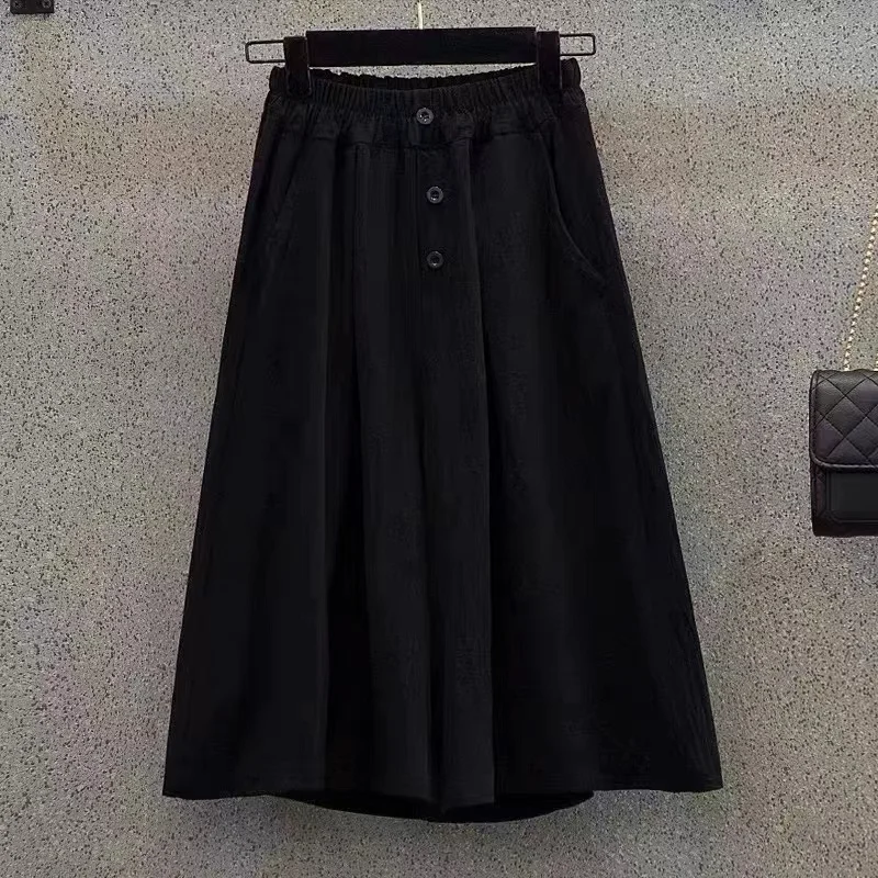 

Свободные повседневные брюки для женщин больших размеров, летние широкие брюки с драпировкой на семь футов, модные и удобные