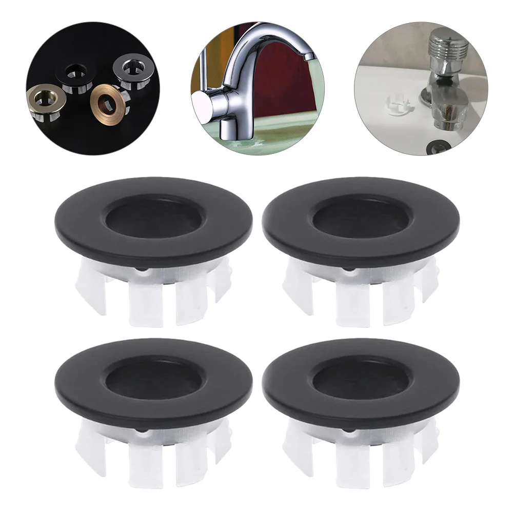 

4Pcs Sink Overflow Rings Stable Reliable Sink Cover Washing Basin Overflow Hole Cover Replacement Cap Bathroom Supplies