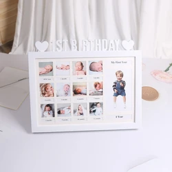 for Creative First Year Photo Moment Baby Keepsake Frame DIY 0-12 Month Picture Display Plastic Collage Frame Memory Gif