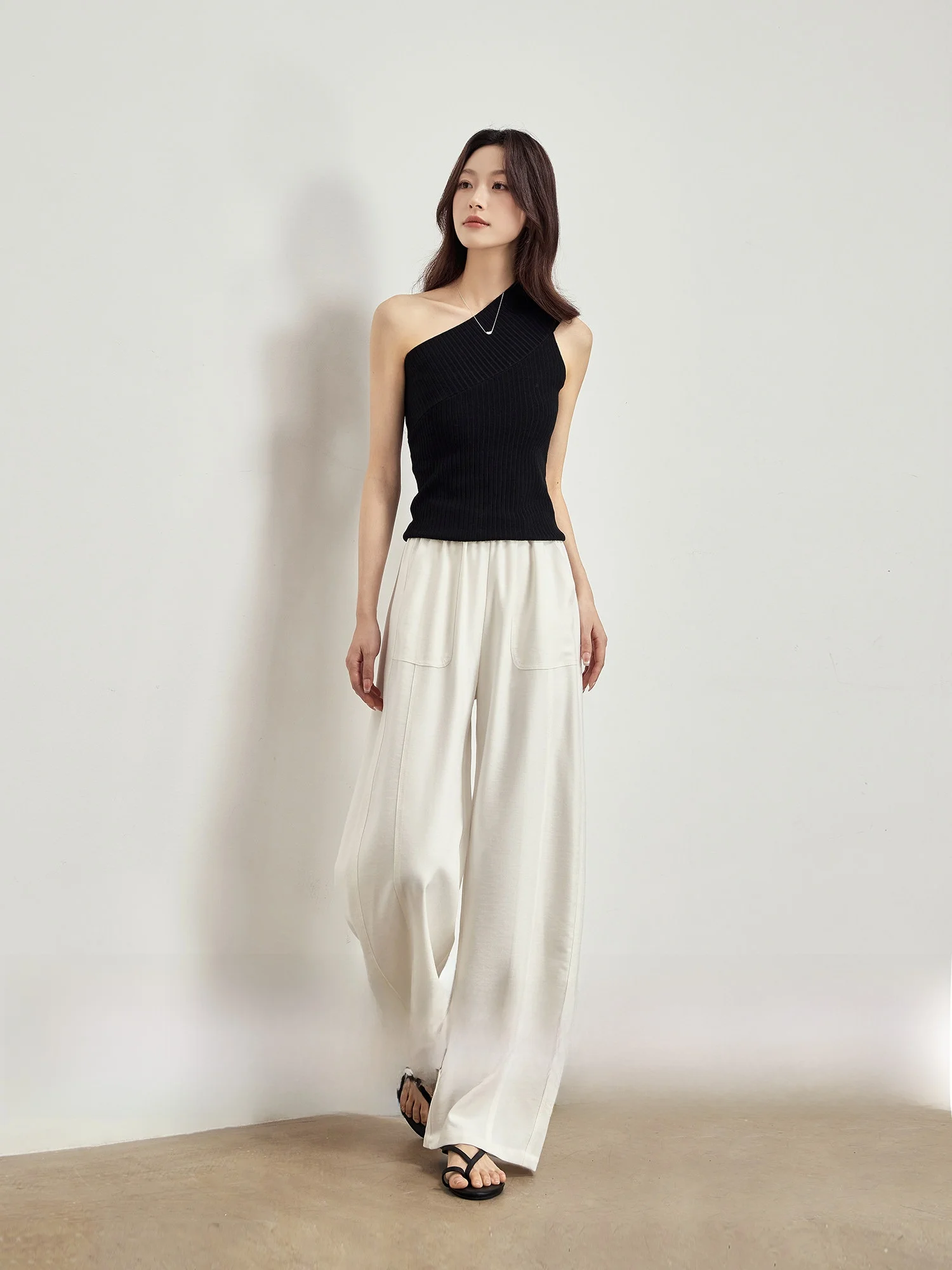 

Loose Casual Pants Women's High Waist Elastic Waist Linen Trousers Spring Season Ladies Soft Comfortable Straight Leg Trousers