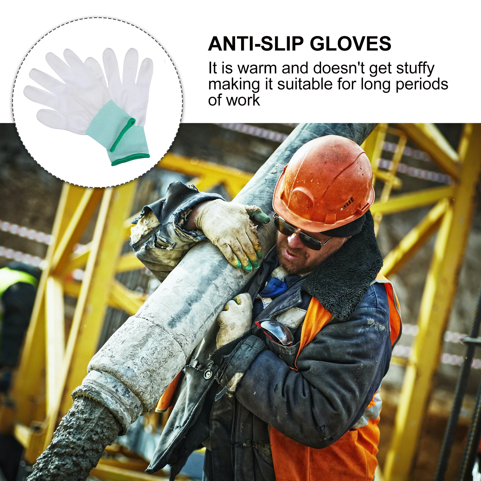 

10 Pairs Pu Coated Finger Gloves Thin Non-Skid Protective Work Gloves For Construction Gardening Auto Repair Labor Protection