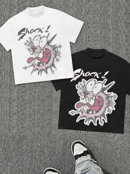 

Y2K Style Print Tee Shirt Comfortable Summer Street Style Short Sleeved T-Shirt Cool Design Retro Summer Men Women Daily Wear