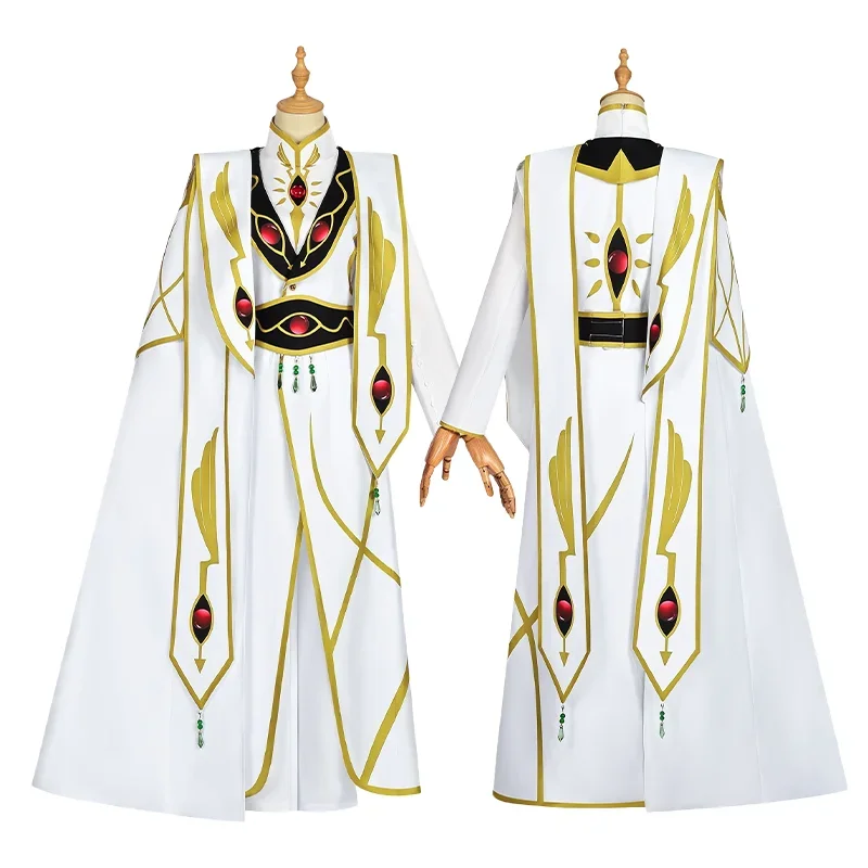 Code Geass Lelouch Lamperouge Anime Cosplay Costume Emperor White Uniform Hat Full Sets Halloween Party Suit Men Women Role Play