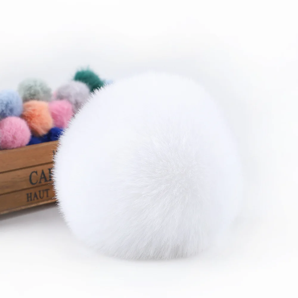 1 Pieces Faux Fox Fur Pom Pom Balls DIY Hat Beanie Accessories with Elastic Loop for Hats Keychains Scarves Gloves Bags Shoes