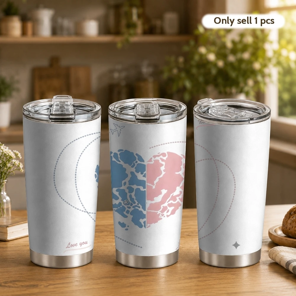 A plane trip with the purpose of love Vacuum Flasks 20oz Coffee Tumbler with 2 Lids & Straw Stainless Steel Vacuum Insulated Mug