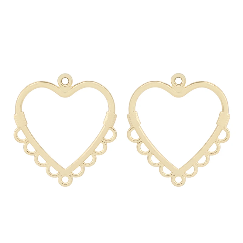 4 x Large Hollow Heart Love Chandelier Connectors Antique Gold Color Charms Pendants For Earrings Jewelry Making Accessories