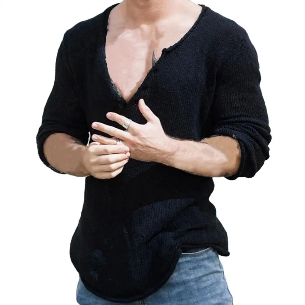 Men Autumn Sweater Chic Comfortable Men Autumn Sweater Knitted Bottoming Sweater