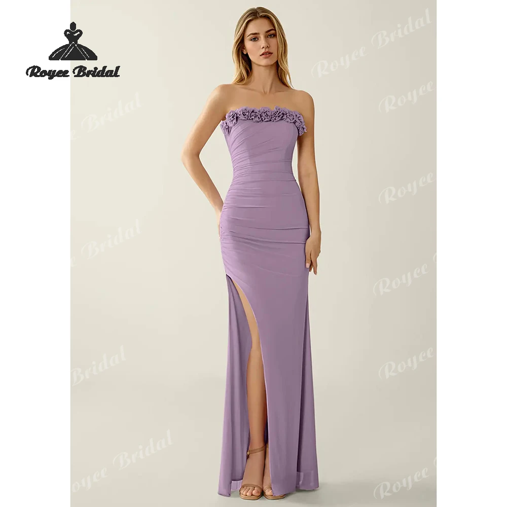 3D-Blumen, schulterfreies Meerjungfrau-Abschlussballkleid 2026, mit Schnürung, elegante Festkleider, maßgeschneidertes Kleid für den Abschlussball