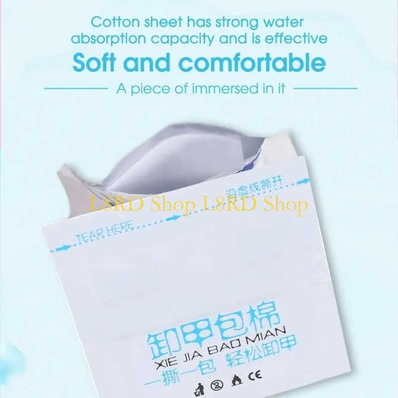 l8rd 100 แพ็คเล็บแบบพกพาเจลโปแลนด์ถอดแผ่นรองเช็ดทำความสะอาดเจลทาเล็บเล็บ