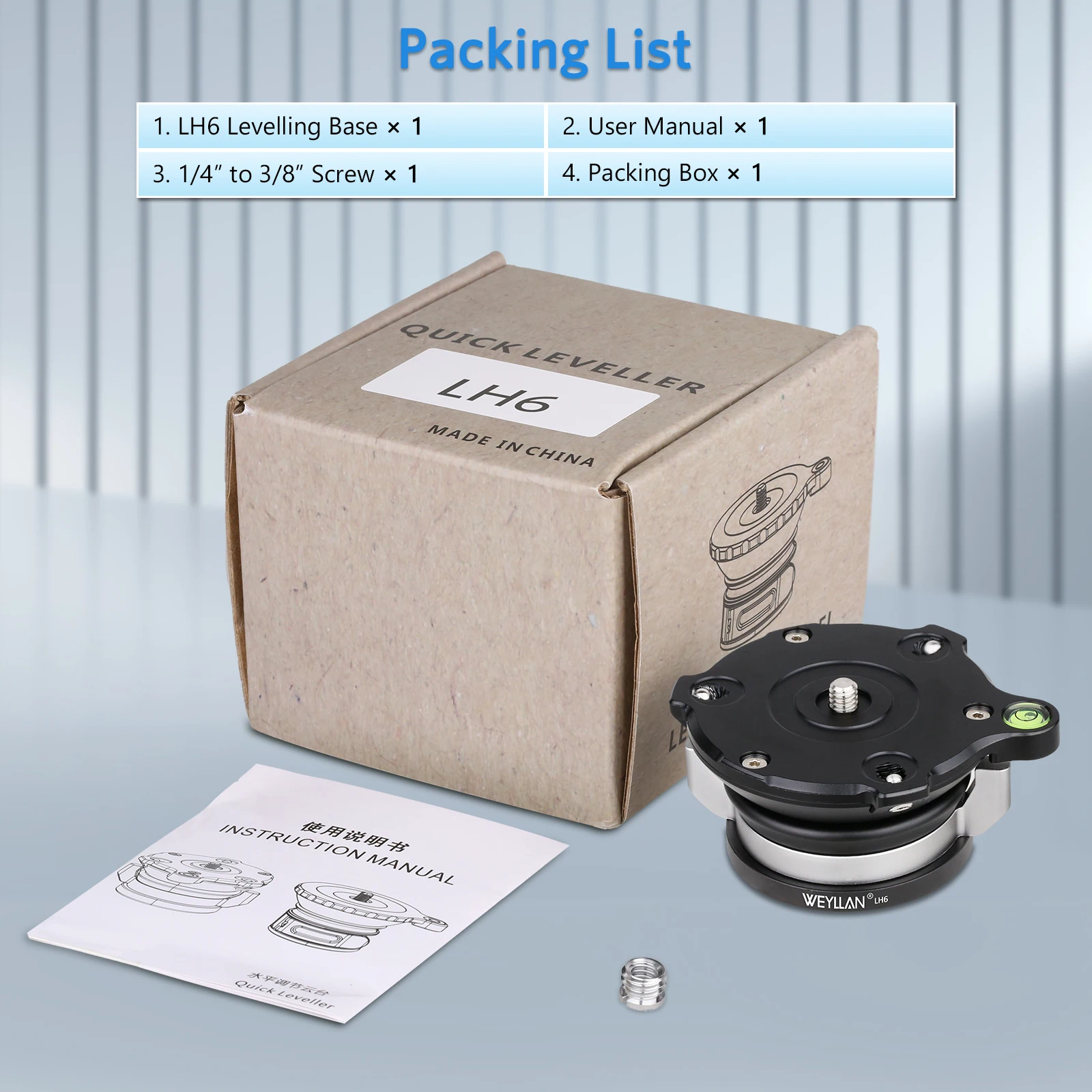 WEYLLAN LH5/LH6/LH7 Stativ-Nivellierbasis Kamera-Nivellierer Aluminiumlegierung Kopf 10/15/20kg Traglast 14 ° /15 ° 360-Grad-Neigung ° Pan-Adapter-Schraube – Detail 16