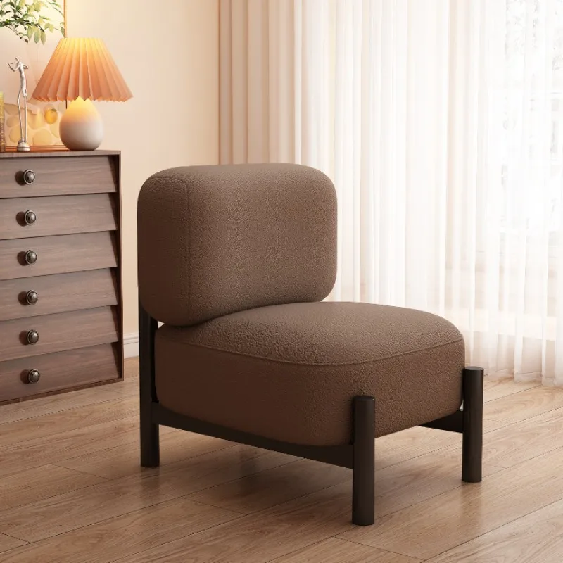 Wabi Sabi Style Sofa Chair Designer Fabric Lamb Backrest Seat Minimalist Single Sofa for Homestay