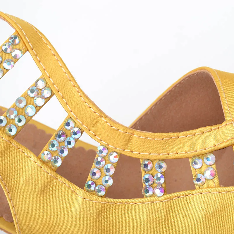 Wedopus chaussures de danse de salon personnalisées pour femmes diamant jaune Satin talons de danse 10CM semelle en daim chaussures de danse Salsa