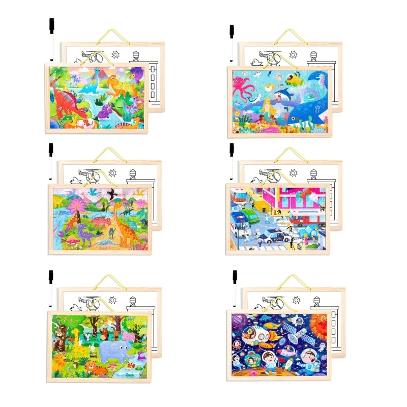

Hangable Puzzle Wooden Puzzle Board Game Kids Early Learning Toddler Drawing Toy