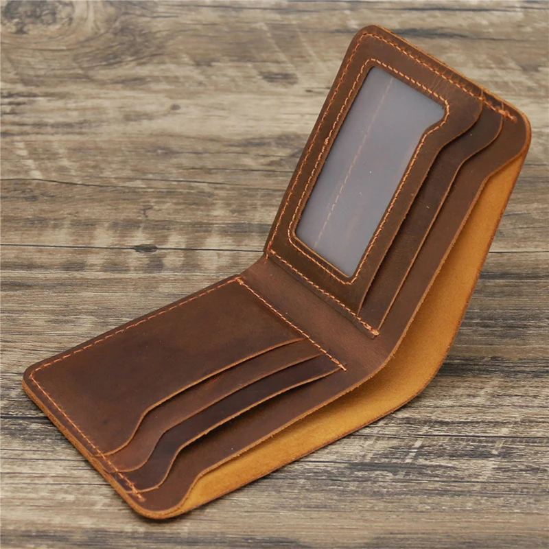 Handmade Genuine Leather Wallet for Men – Retro Short Durable Wallet, Real Leather Brief Cartera Hombre
