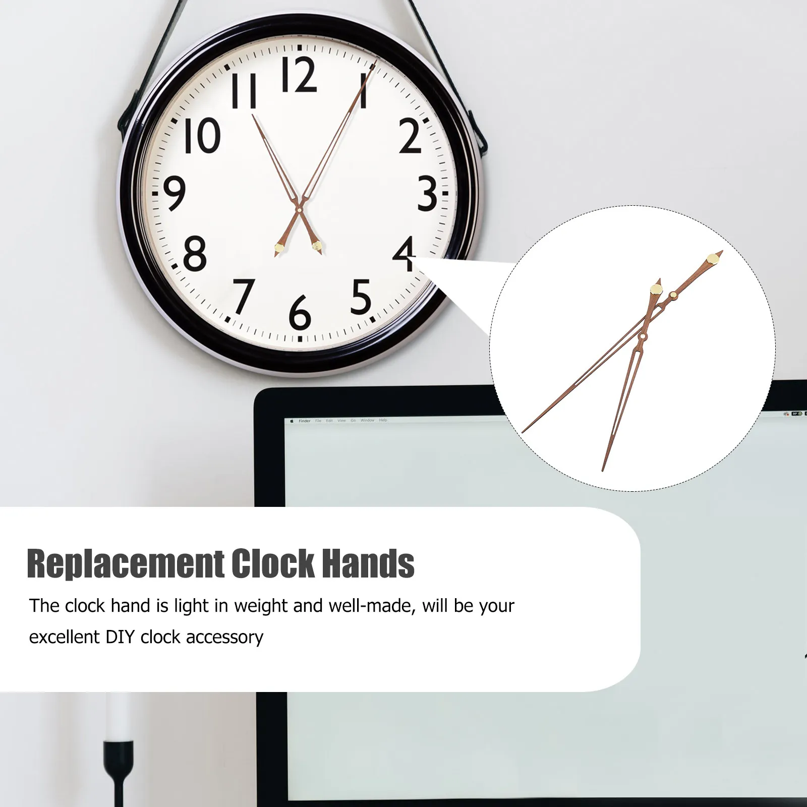 1Set Jumbo Wall Clock Hands Solid Walnut Wood Elegant Hanging Clock Pointers Suitable for Large Diameter Wall Clocks Interior