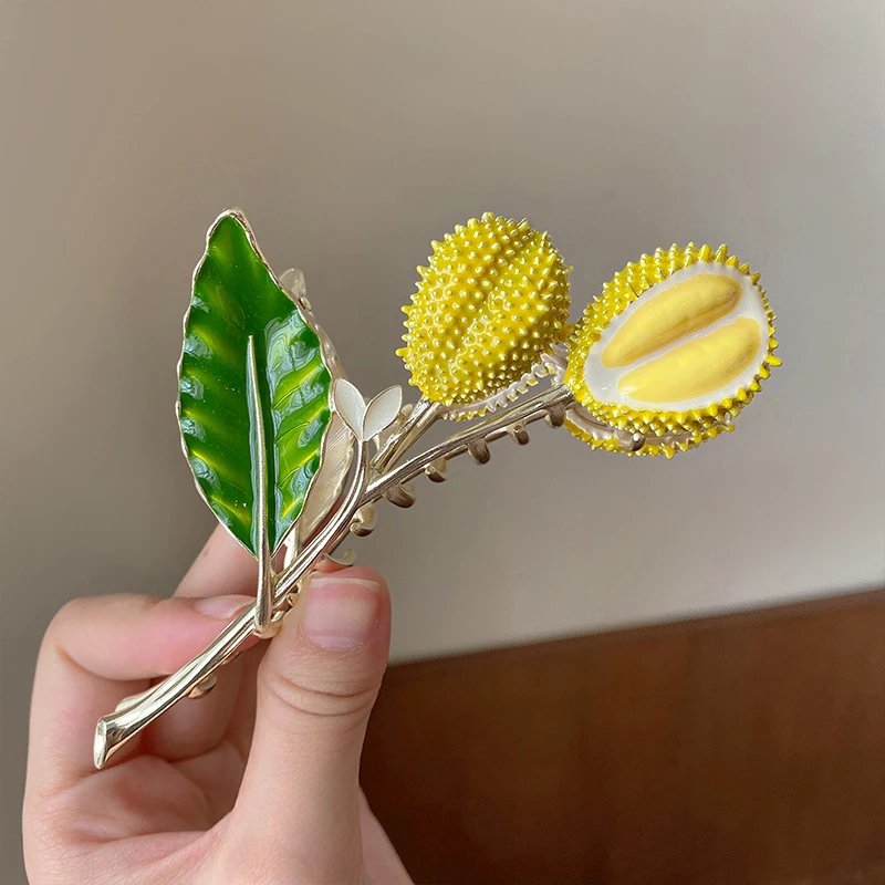 Funny Metal Fruit Durian Hiar Claw Clips Women Korean Style Ponytail Barrette Crab Hairpins Girl Fashion Hair Accessories Female