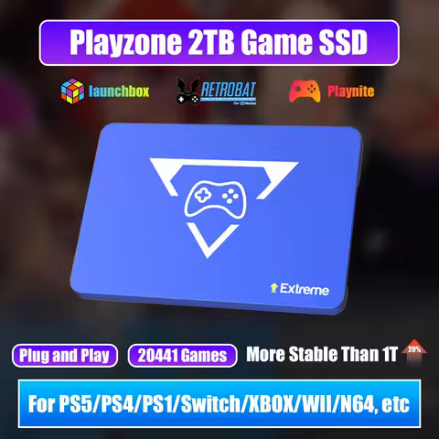 Playzone 2T Gaming SSD With 20441 Games For PS5/PS4/PS1/Switch/XBOX/WII/NES/N64 Plug&amp;Play 3 System Playzone Extreme Game Console