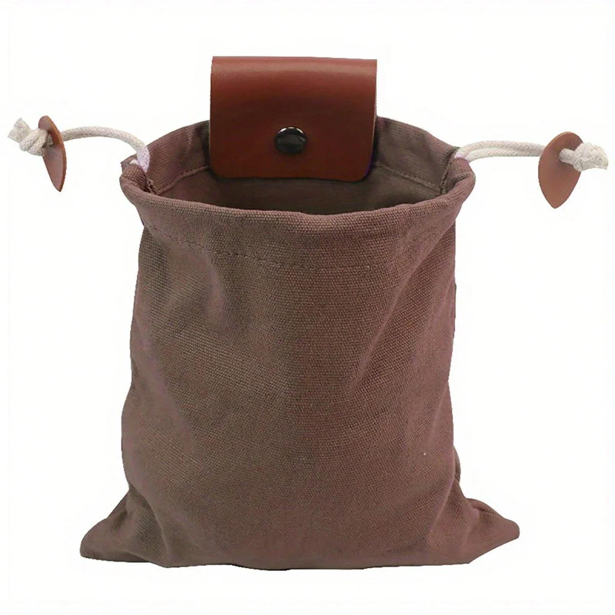 

Canvas Foraging Pouch With Leather Flap Belt Bag For Outdoor Mushroom Fruit Collecting