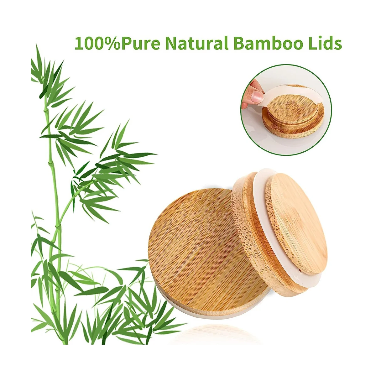 Wooden Jar Lids, 8 Pcs Bamboo Wooden Storage Lids Regular Mouth, Reusable Ball Wooden Lids for Jars 70Mm