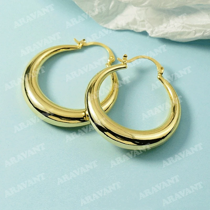 Aravant 925 Silver 18K Gold 25mm 38mm Hoop Earrings For Women Wedding Party Jewelry