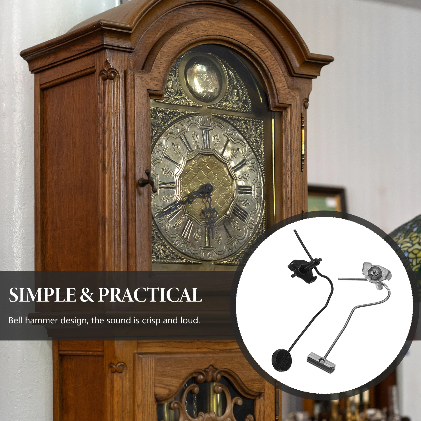 

2Pcs Alarm Clock Mechanical Parts Hammer Replacement for Repair DIY Desk and Floor Clock Accessories Metal Mechanical Part