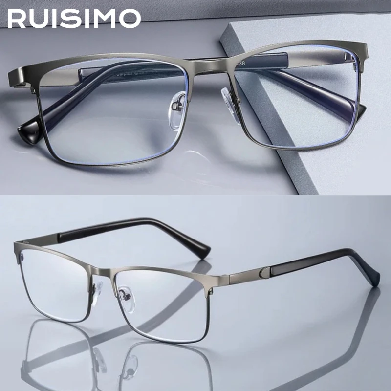 RUISIMO Neue Trend-Lesebrille für Männer und Frauen, hochwertiger Metall-Halbrahmen, Business-Büro, verschreibungspflichtige Dioptrien +1,00 +1,50 +2,0