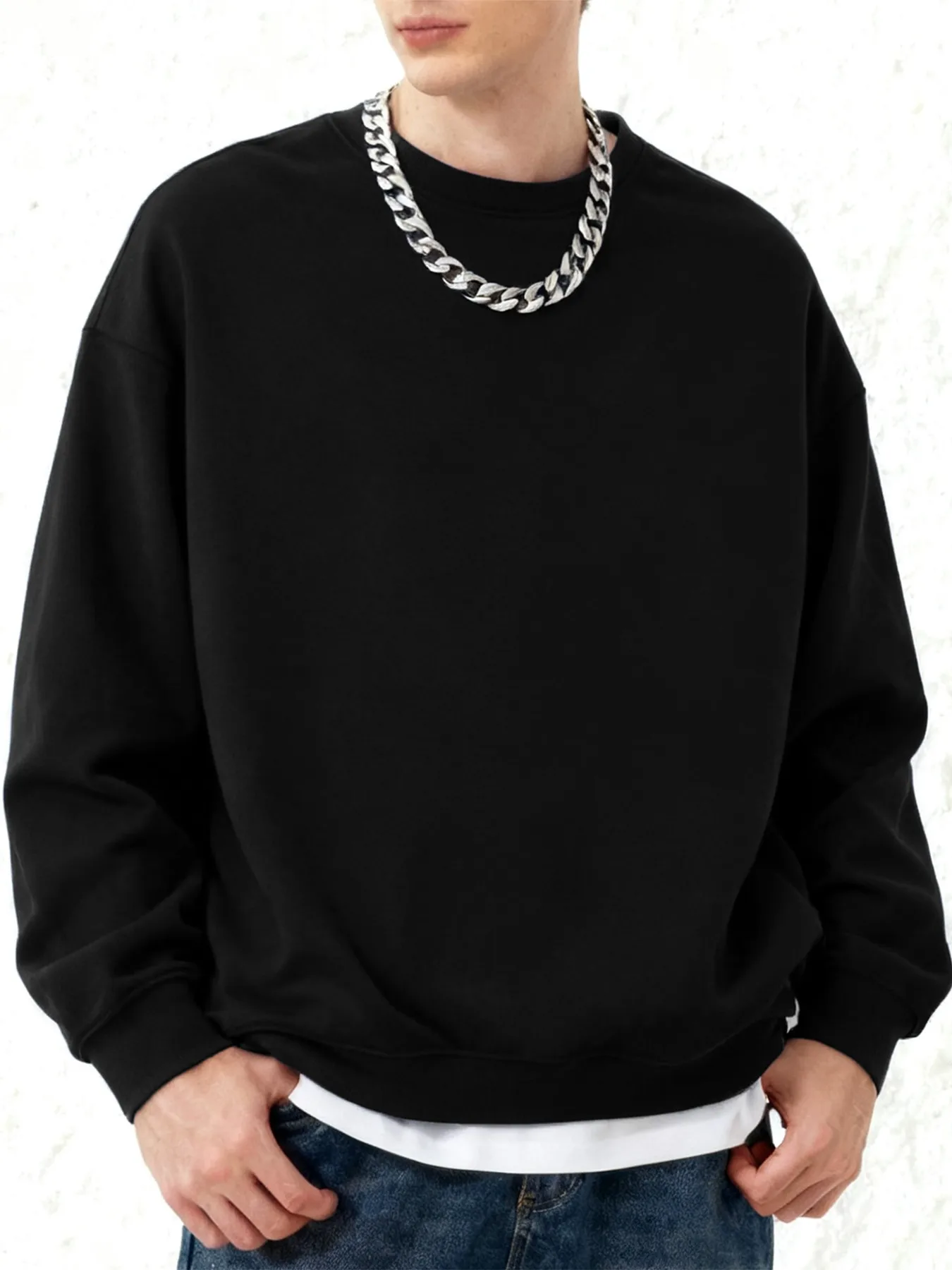 Herbst S-3XL Mann Mode Übergroßen Sweatshirt Straße Casual Pullover Sport Crewneck Hoodless Langarm Neue Grundlagen Sportswears – Detail 9